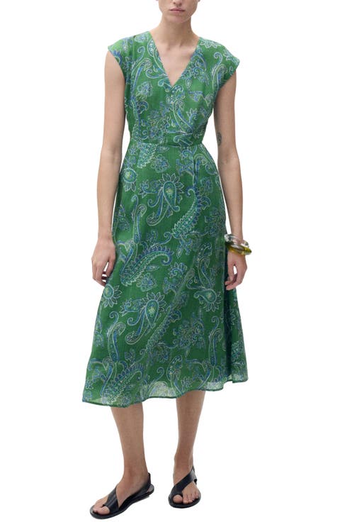 Paisley Print Midi Dress (Regular & Plus)