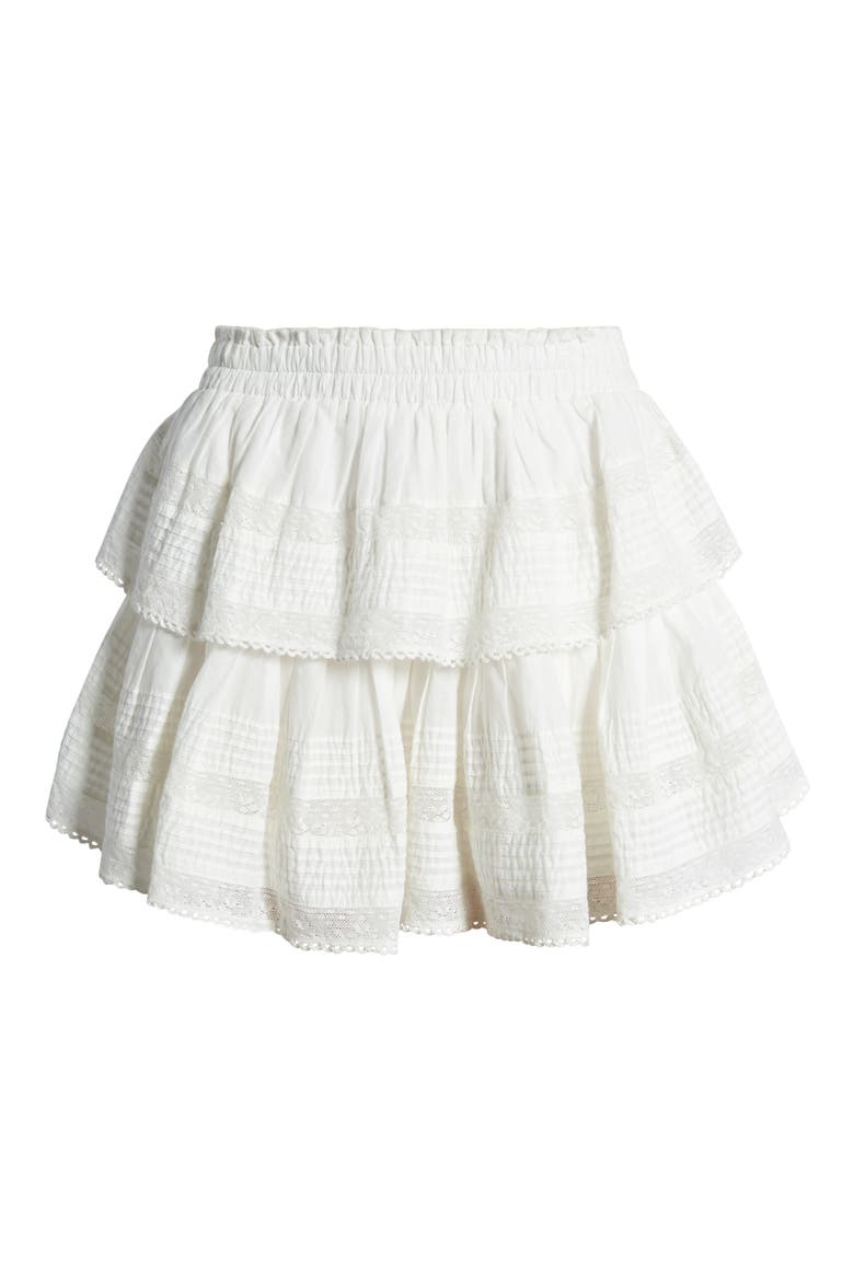 Tiered Ruffle Cotton Miniskirt, Alternate, color, ANTIQUE WHITE