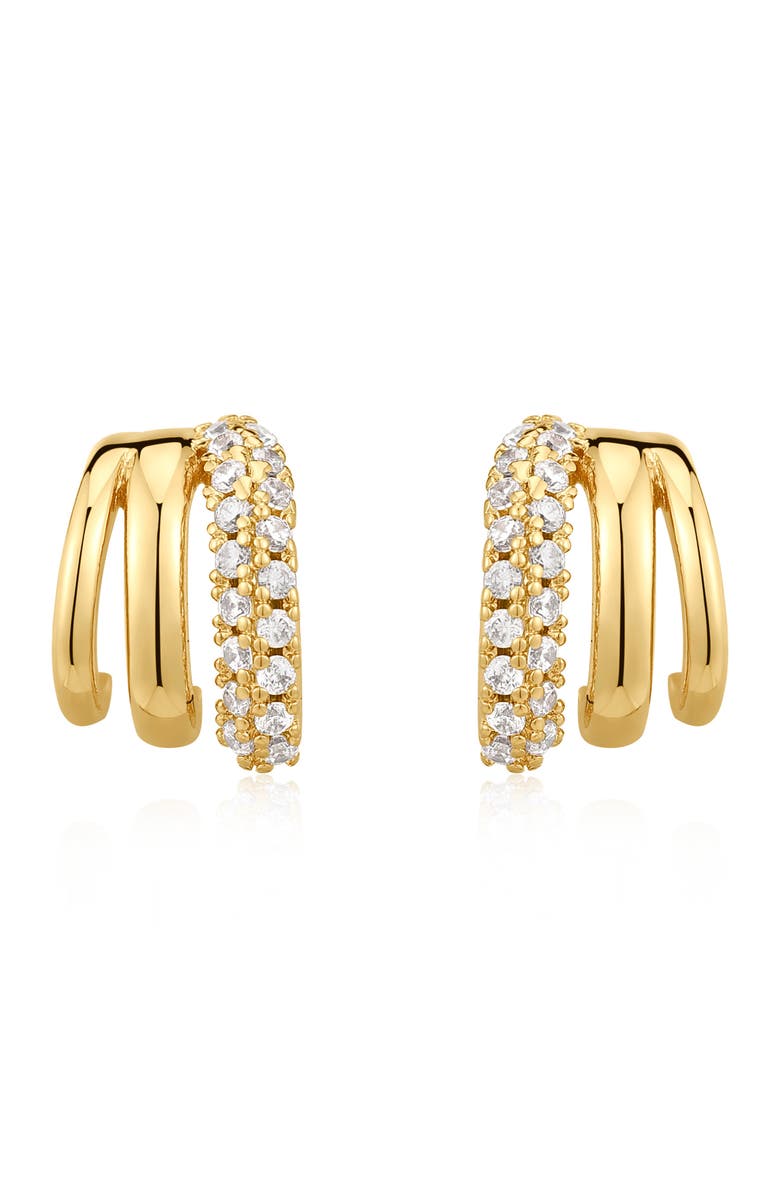 Luv AJ Cubic Zirconia Huggie Earrings, Main, color,