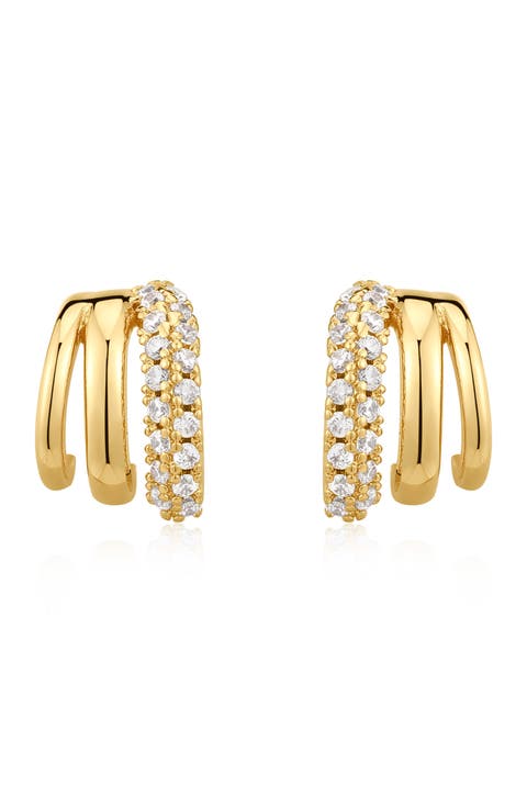 Cubic Zirconia Huggie Earrings