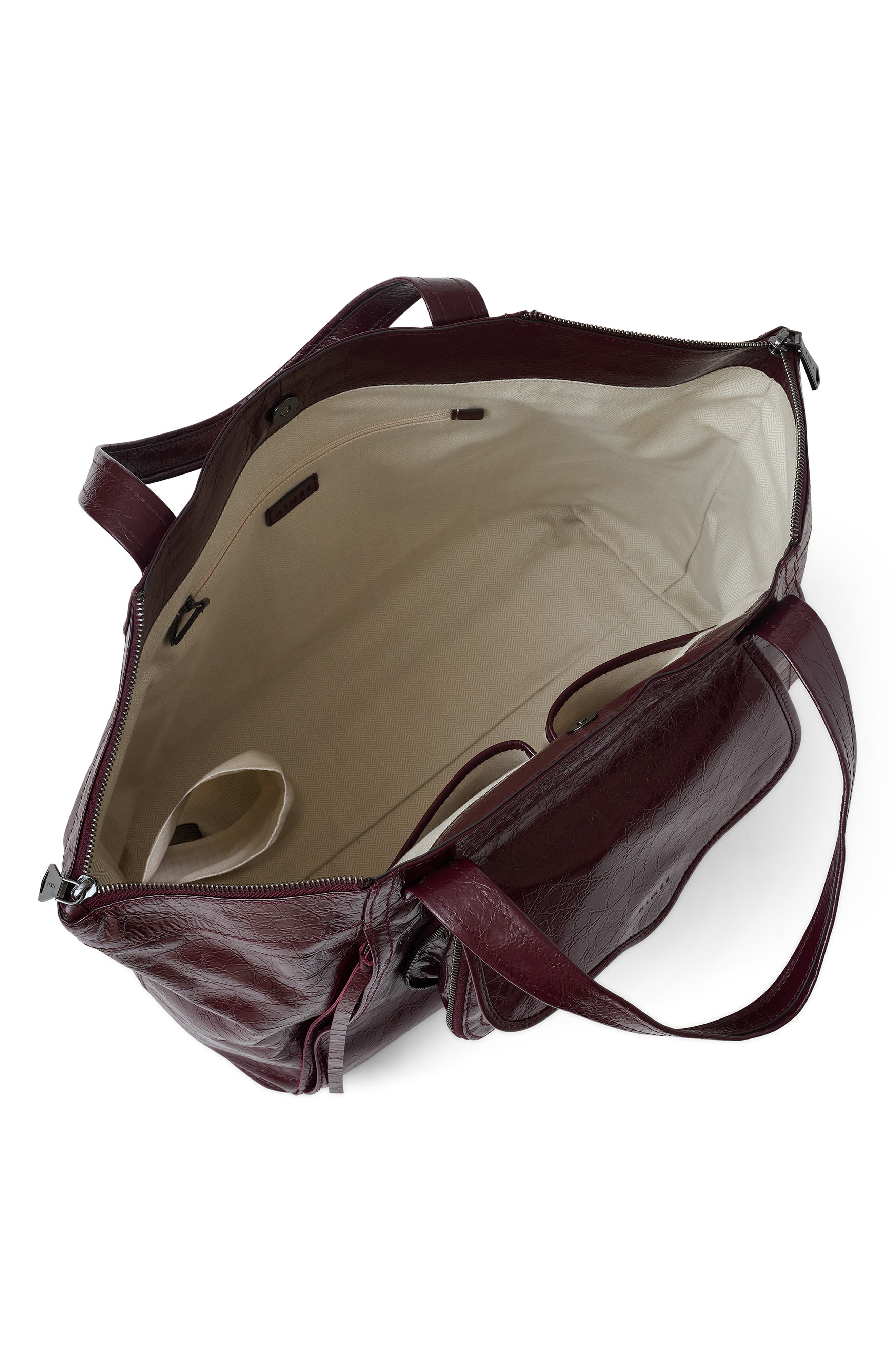 Downtown Leather Tote, Alternate, color, WINE CRINKLE