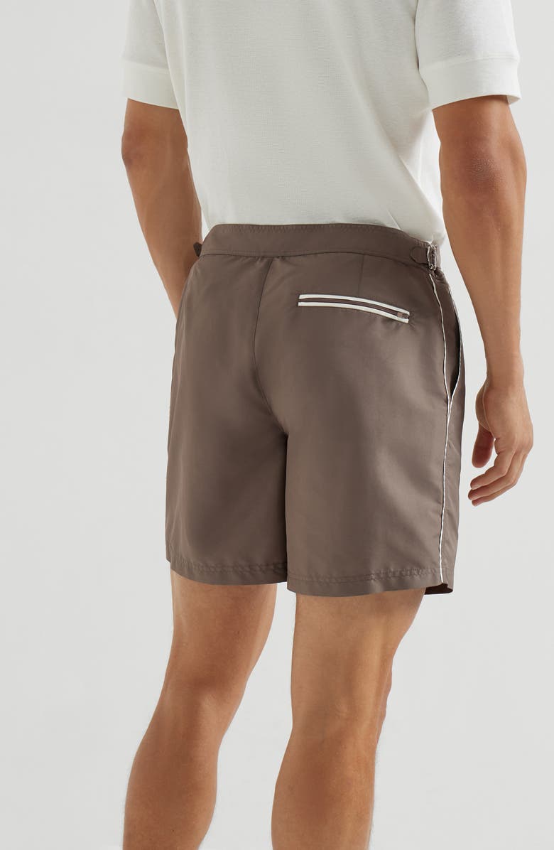 Brunello Cucinelli Nylon swim shorts, Alternate, color, Hazelnut