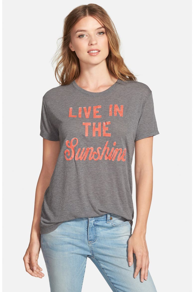 'Sunshine' Graphic Print Tee, Main, color, HEATHER GREY