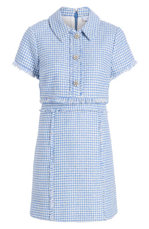 Likely Daisy Fray Tweed Minidress In Blue