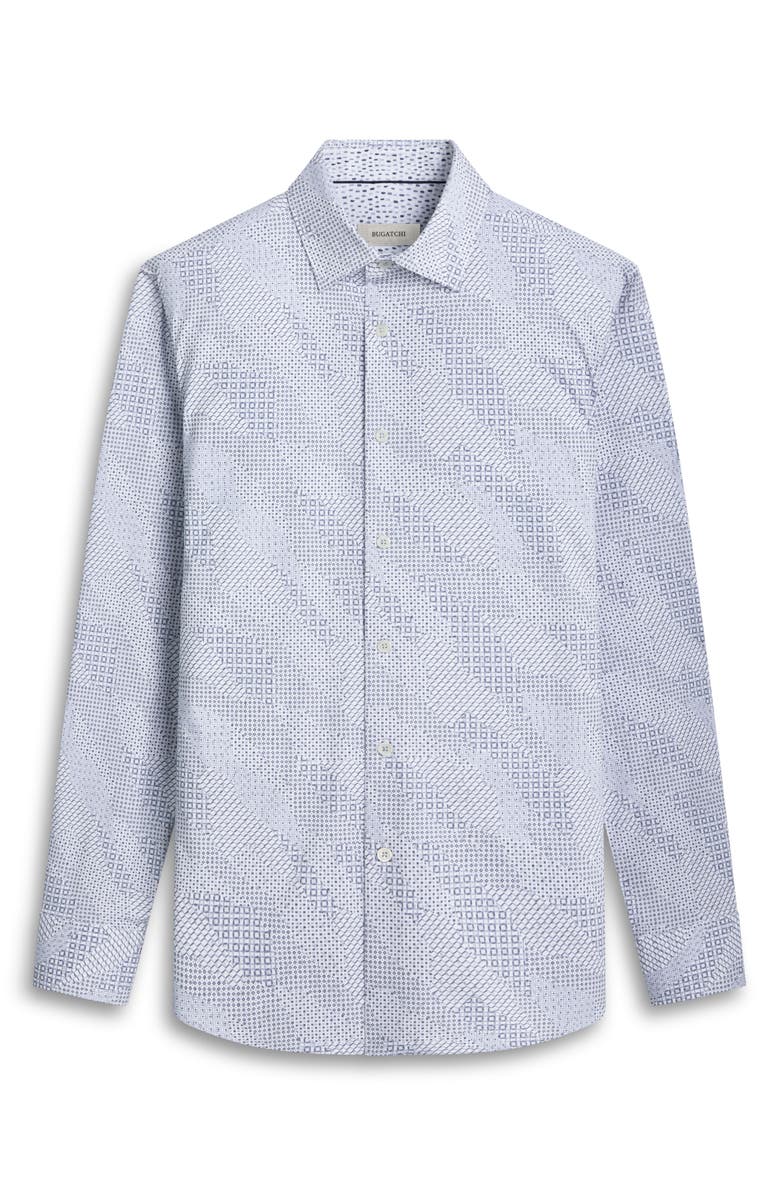 Bugatchi Jimmy OoohCotton<sup>®</sup> Abstract Print Button-Up Shirt, Alternate, color, Air Blue
