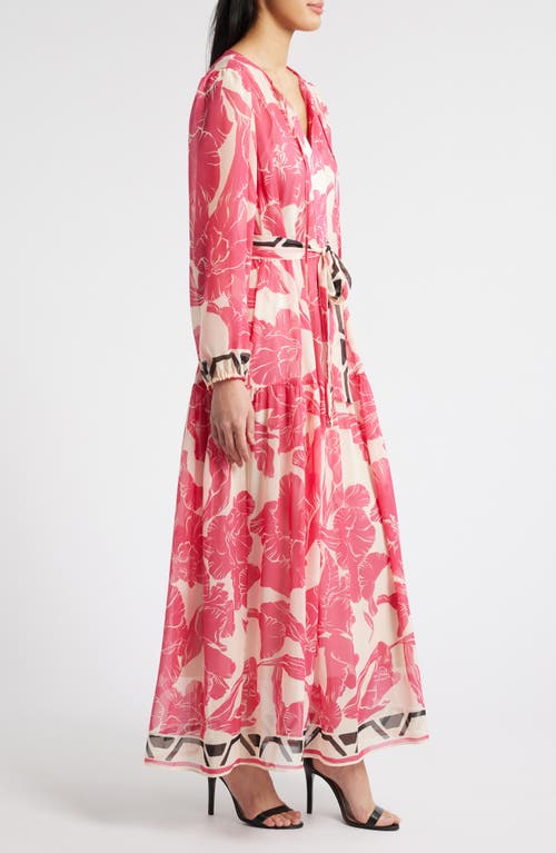 Julia Jordan Floral Print Long Sleeve Maxi Dress In Pink