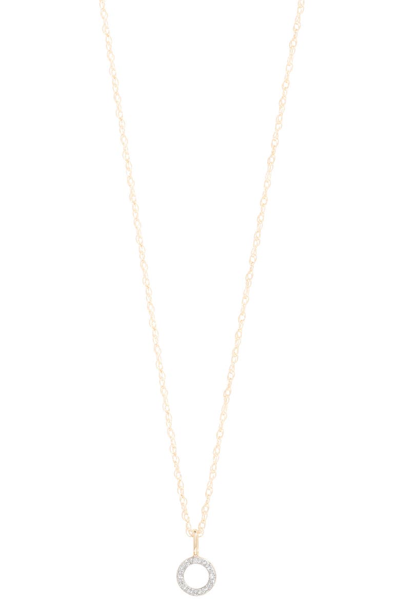 STONE AND STRAND Pavé Diamond Open Circle Pendant Necklace, Main, color,