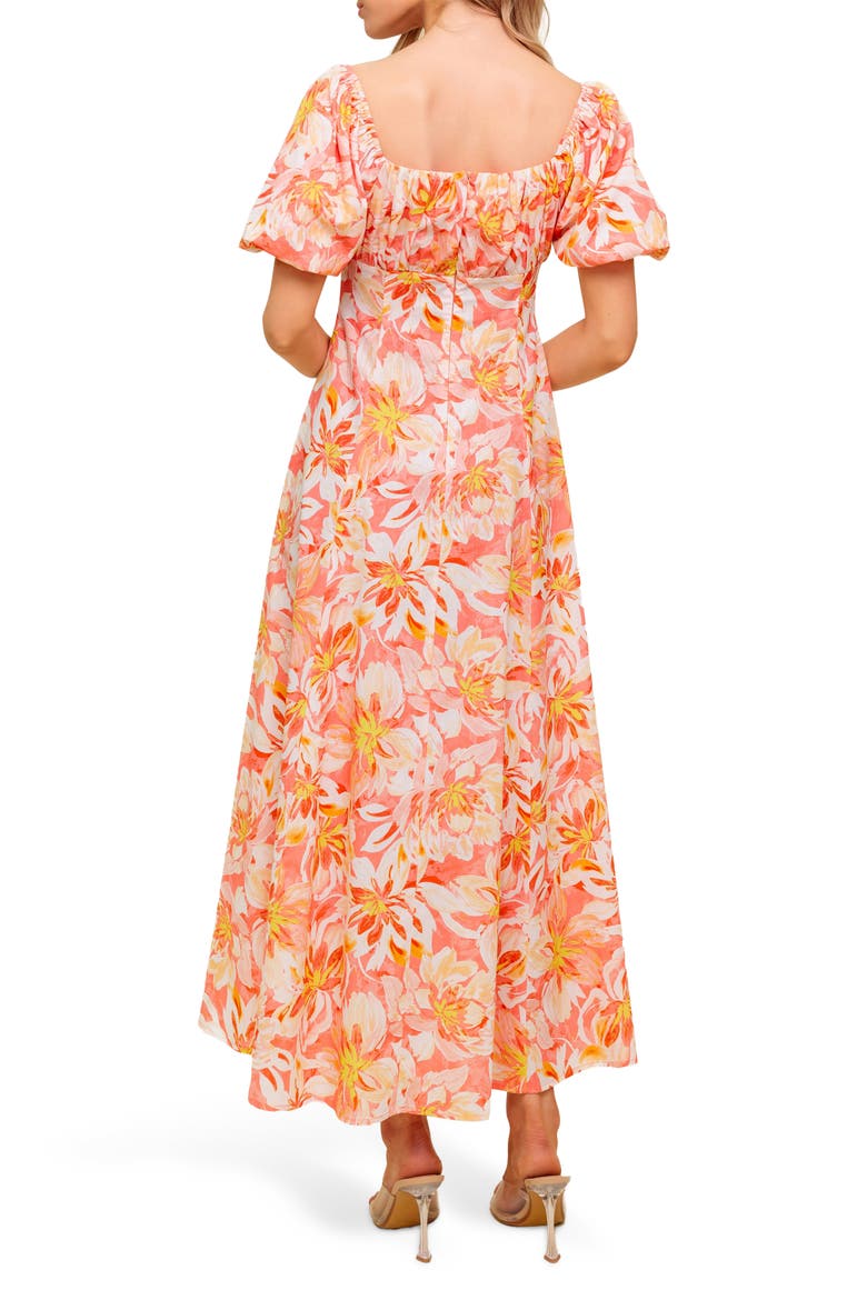 Print Midi Dress, Alternate, color, CORAL