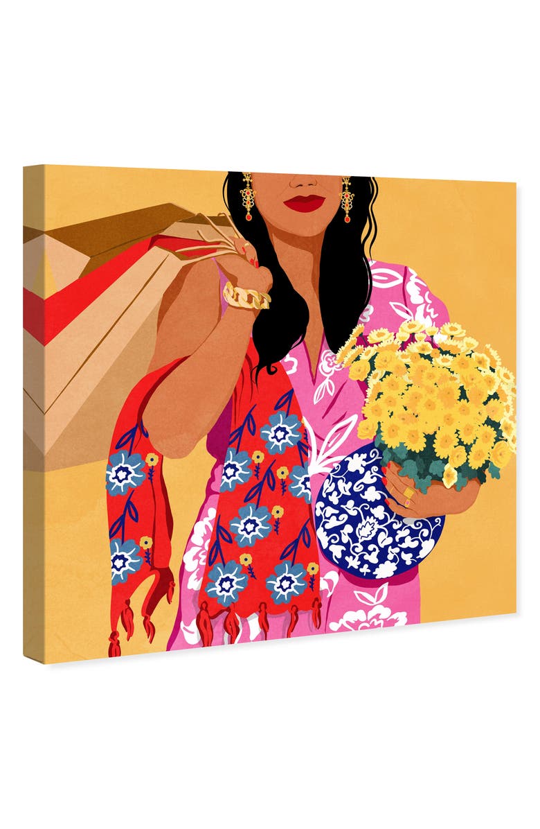 Wynwood Studio Fashion Flower Shopping Canvas Wall Art, Alternate, color, Pink