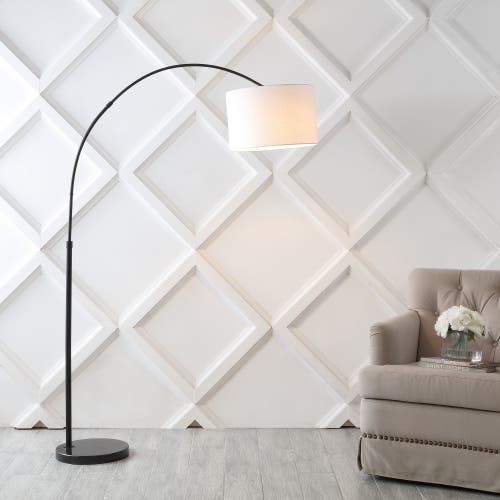 Jonathan Y Collier 70" Industrial Vintage-inspired Head-and-height-adjustable Iron Led Arc Floor Lamp With Smar In Black