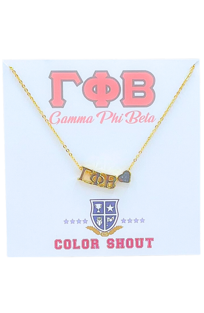 Color Shout Gamma Phi Beta Sorority Gold Heart Necklace, Main, color, Yellow Gold