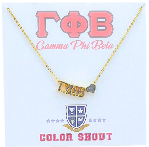 Gamma Phi Beta Sorority Gold Heart Necklace