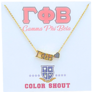 Color Shout Gamma Phi Beta Sorority Gold Heart Necklace
