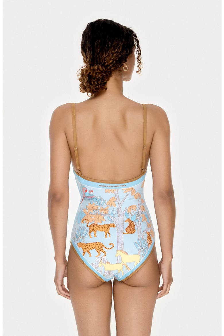 Jungle Adventure Reversible V-Neck One-Piece Swimsuit, Alternate, color, Blue