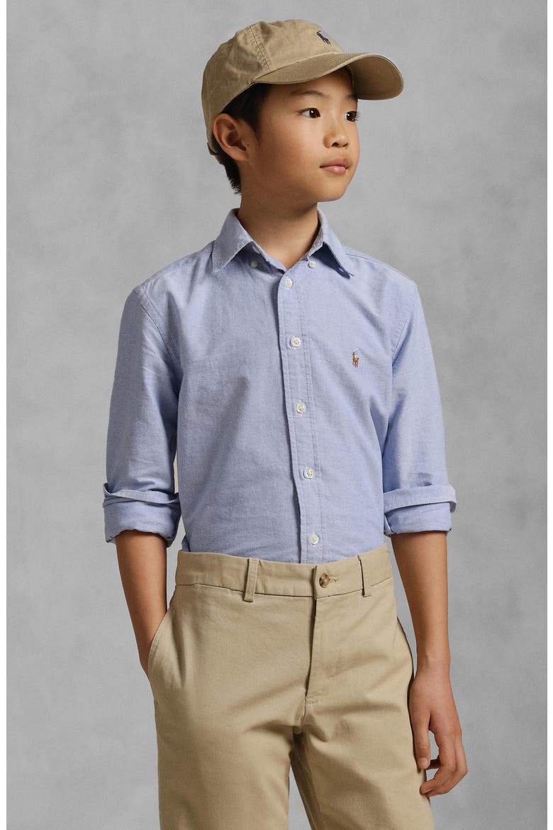 Kids' Oxford Cotton Button-Down Shirt, Alternate, color, BLUE