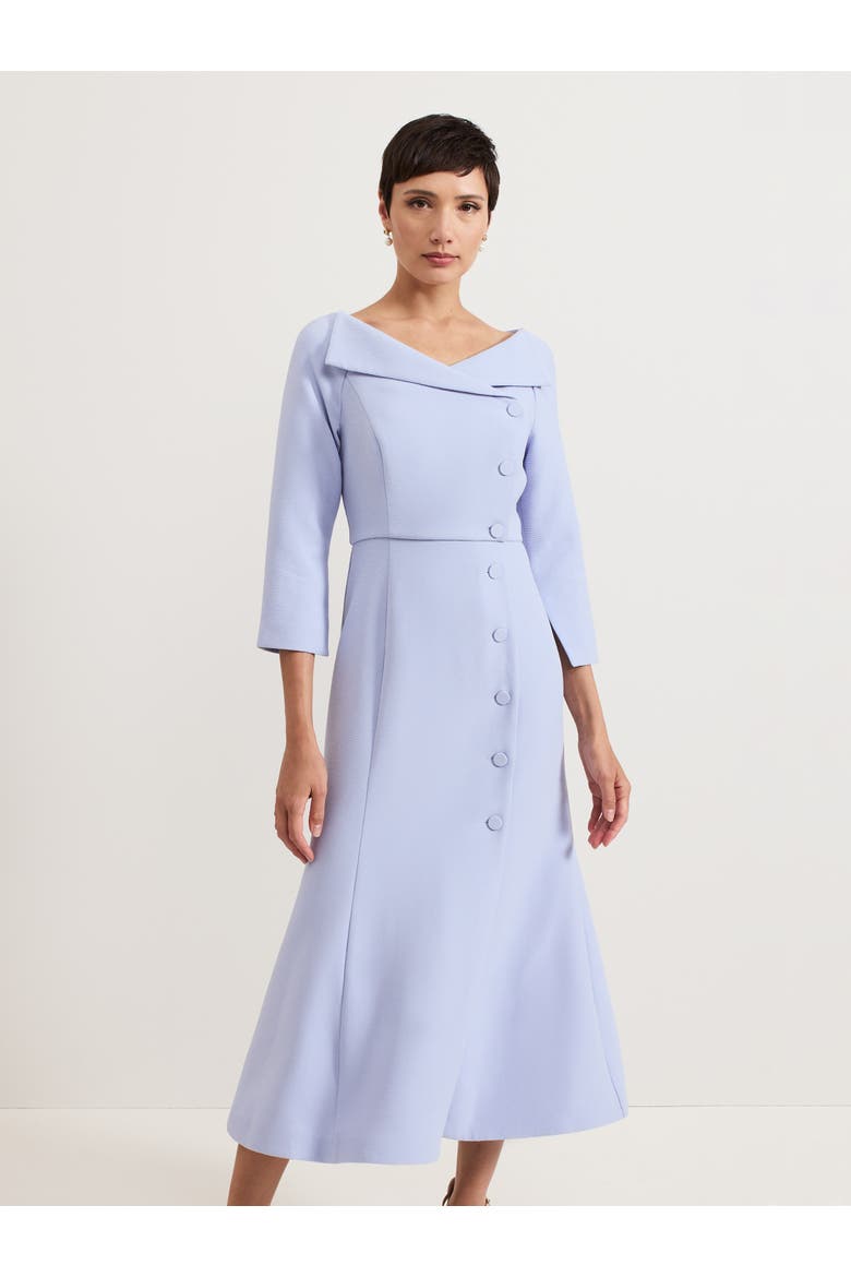 Sienna Asymmetric Collar Midi Tux Dress, Alternate, color, Pale Blue