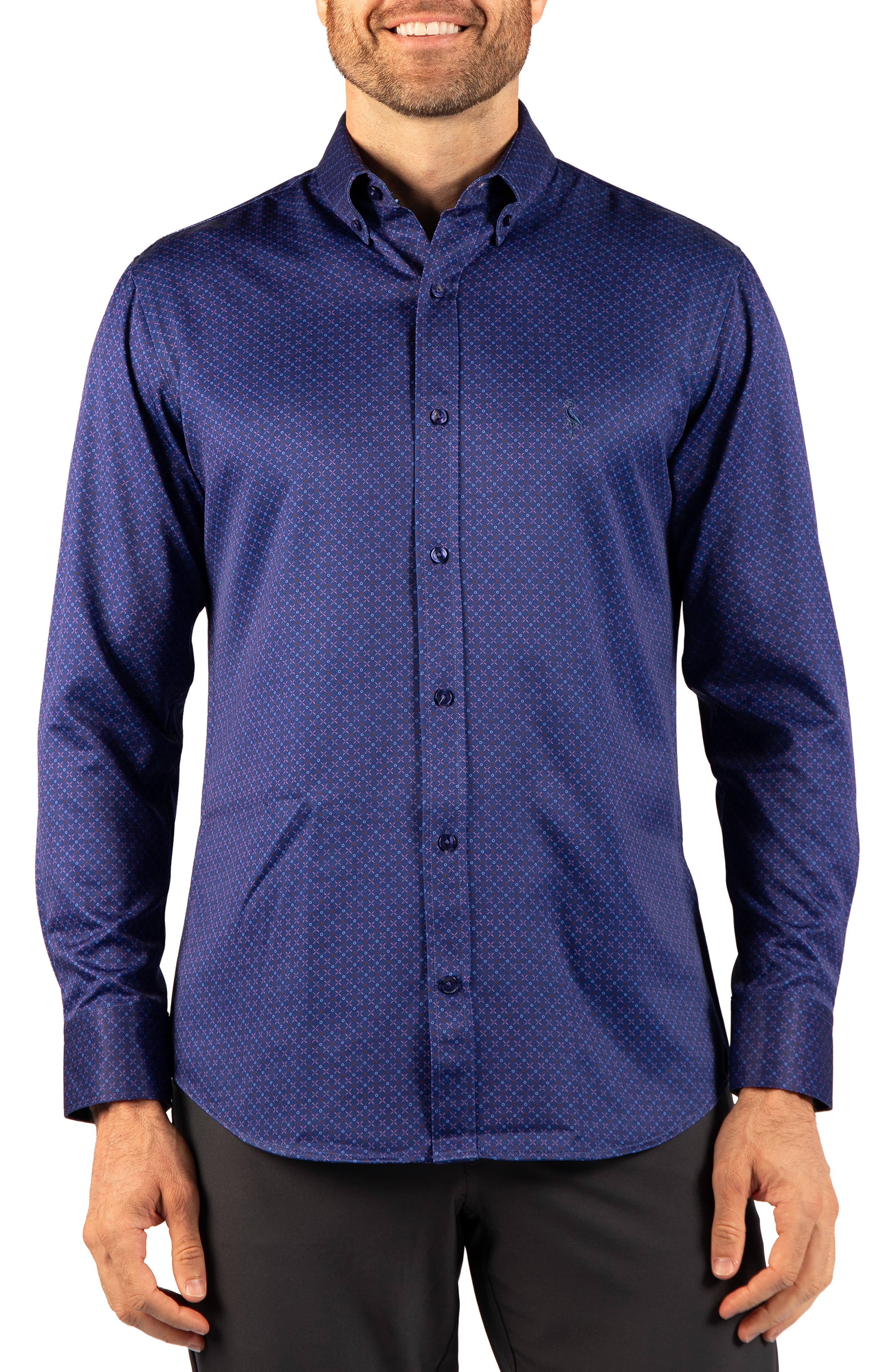 Check Printed Long Sleeve Performance Shirt