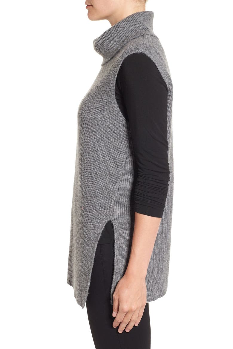 Asymmetrical Sleeveless Tunic Sweater, Alternate, color, HEATHER DARK GREY