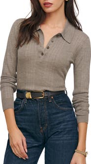 Reformation Hermia Rib Wool Polo Top