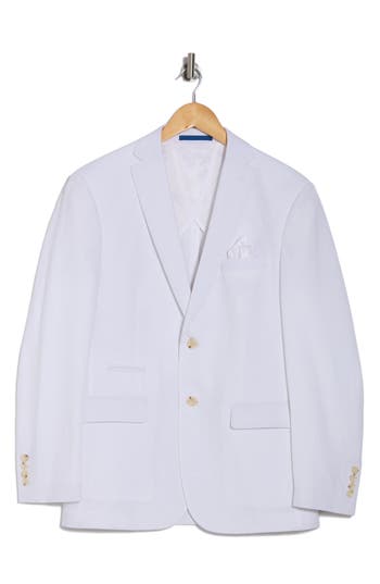 Gino Vitale Slim Fit Solid Linen Blend Blazer In White