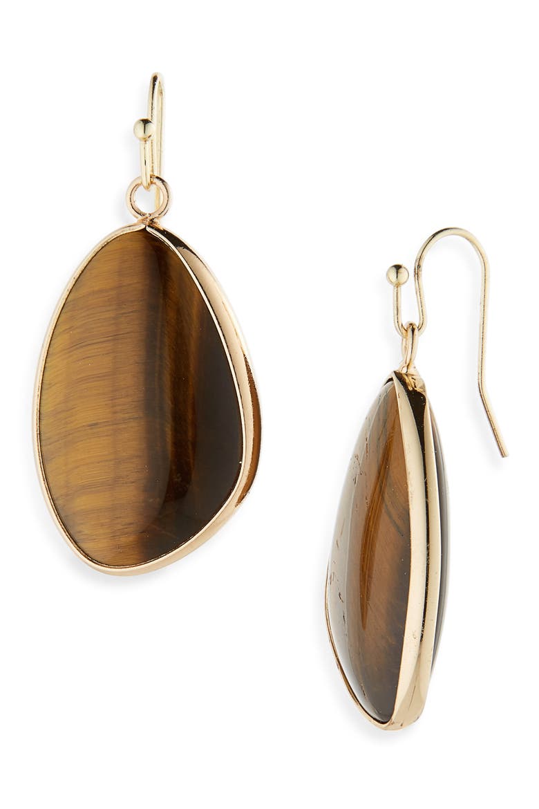Circle Stone Drop Earrings, Main, color, TIGER EYE
