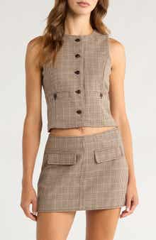 BLANKNYC Plaid Crop Vest
