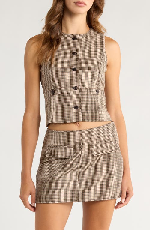 Blanknyc Plaid Crop Vest In Brown