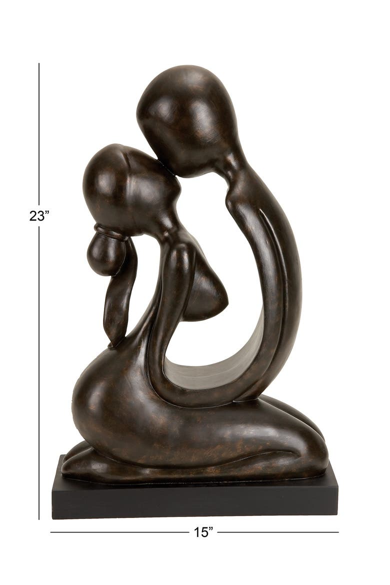 Brown Polystone Kissing People Sculpture, Alternate, color, BROWN