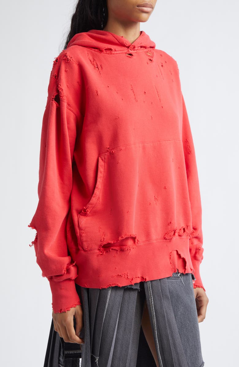 KURO More Damage Rip & Repair French Terry Hoodie, Alternate, color, Red