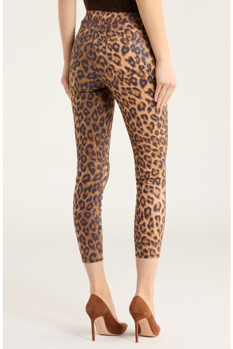 Margot Cheetah Print Coated Ankle Skinny Jeans, Alternate, color, DARK BROWN/ CHEETAH COATED