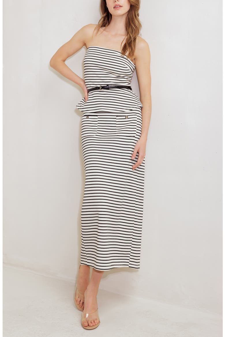 Striped Tube Top, Alternate, color, WHITE/ BLACK