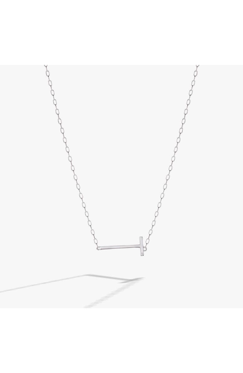 Alex and Ani Silver Elongated Initial Pendant Necklace, Main, color, Silver - T