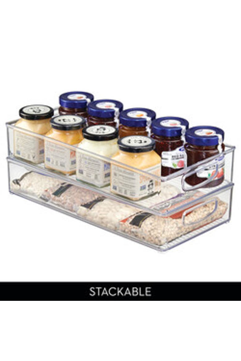 Stackable Pantry Storage Bin with Handles, Set of 4, Clear, Made in USA, Alternate, color, Clear