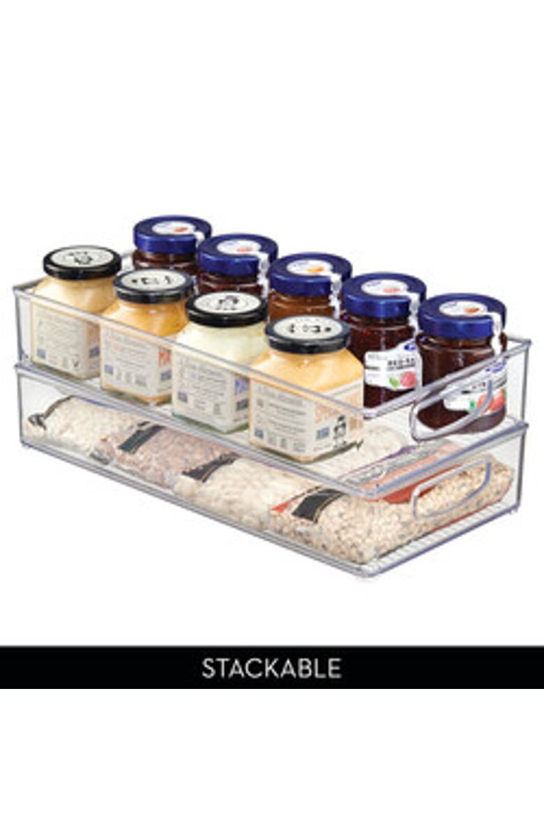 Linus Stackable Pantry Storage Bin with Handles, Set of 4, Clear, Made in USA, Alternate, color, Clear