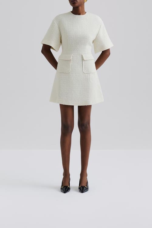 Malina Rayna Boucle Short Sleeve Mini Dress In White