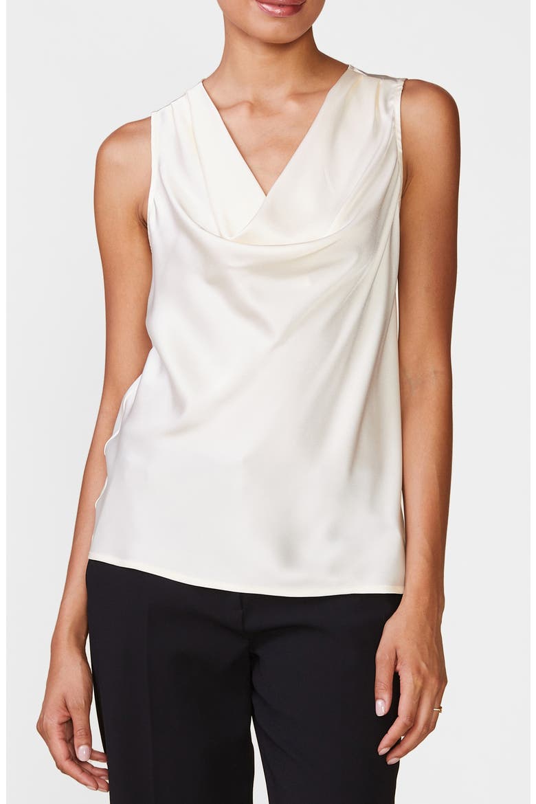 Shine On Satin Cowl Neck Tank, Main, color, PEARL