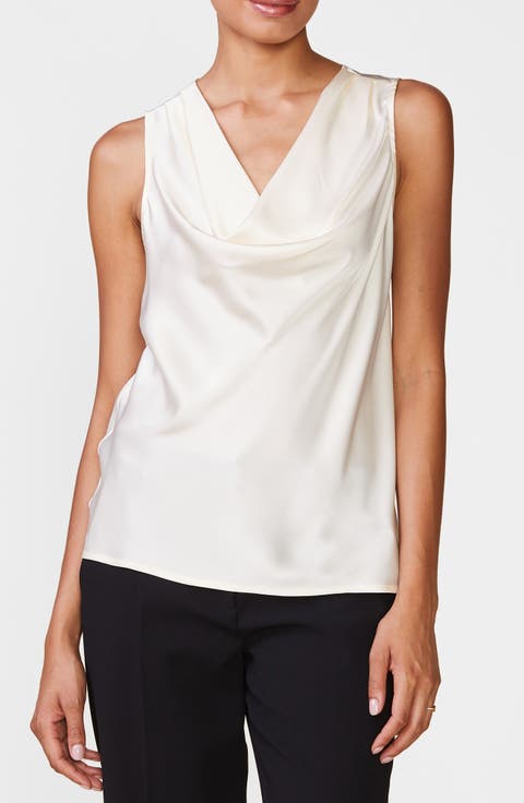Shine On Satin Cowl Neck Tank