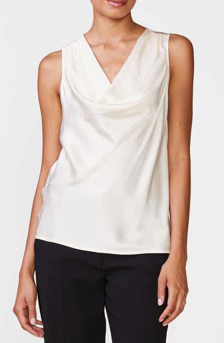 Shine On Satin Cowl Neck Tank