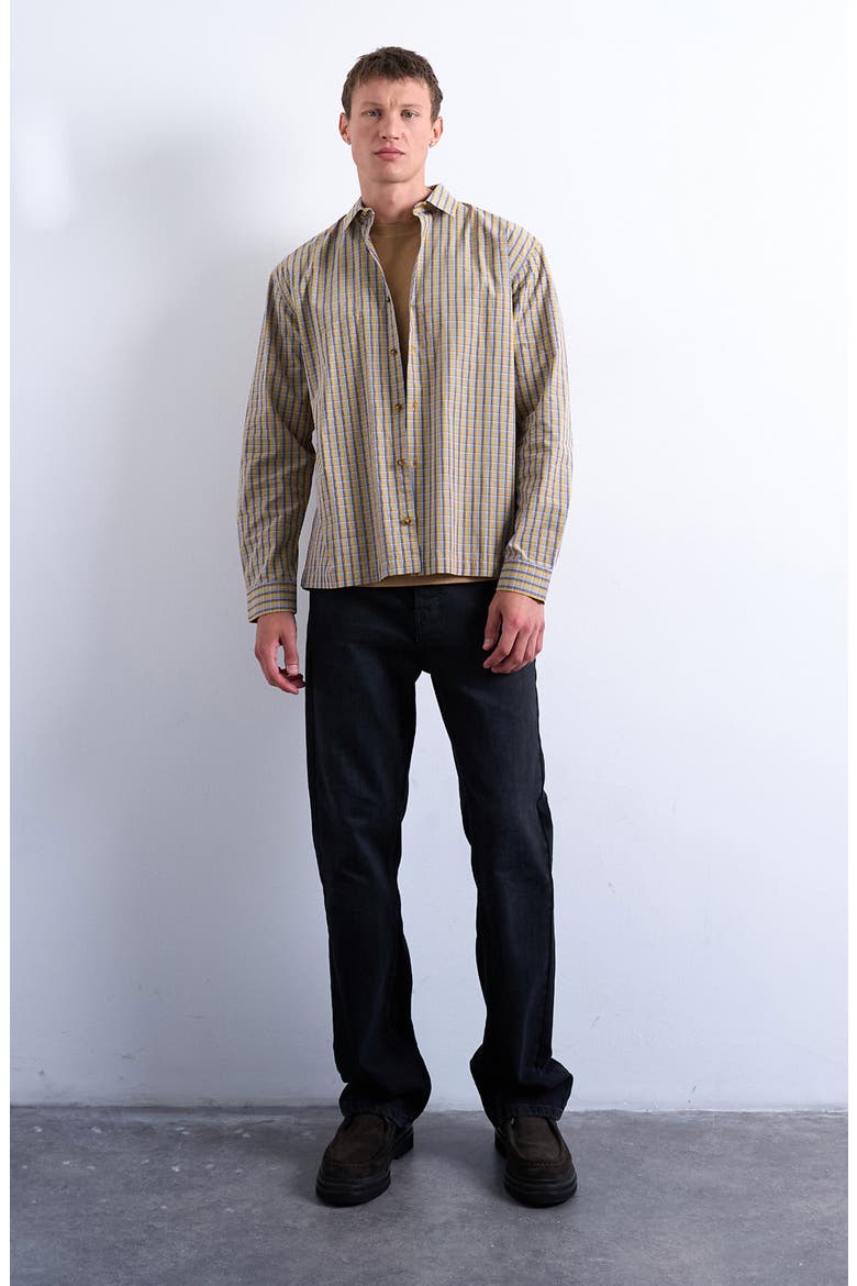 Cotton Poplin Button-Up Shirt, Alternate, color, MUSTARD MULTI