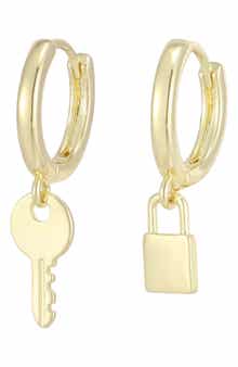 Lock and Key Huggie Hoop Earrings