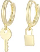 Adornia Lock and Key Huggie Hoop Earrings