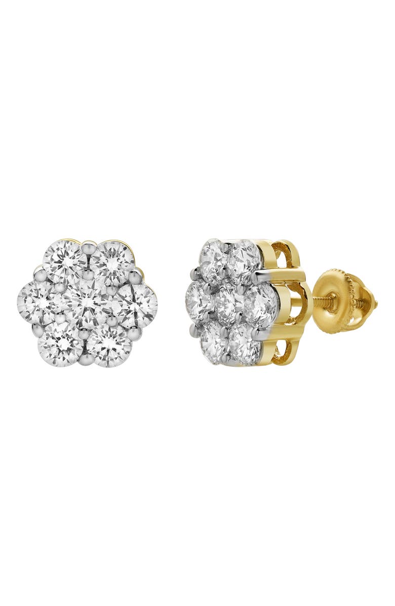 LuvMyJewelry Lab Grown Diamond Floral Cluster Stud Earrings, Alternate, color, 14K Yellow Gold