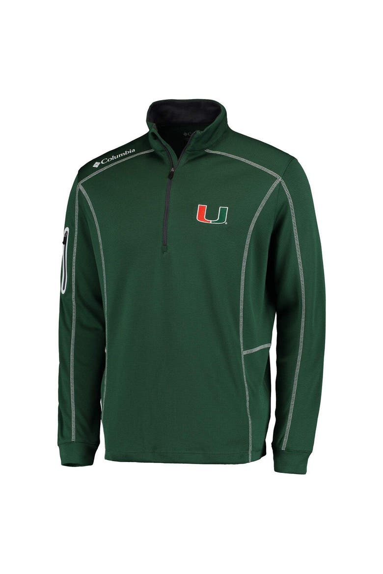 Men's Columbia Golf Green Miami Hurricanes Shotgun Omni-Wick Quarter-Zip Pullover Jacket, Alternate, color, Green
