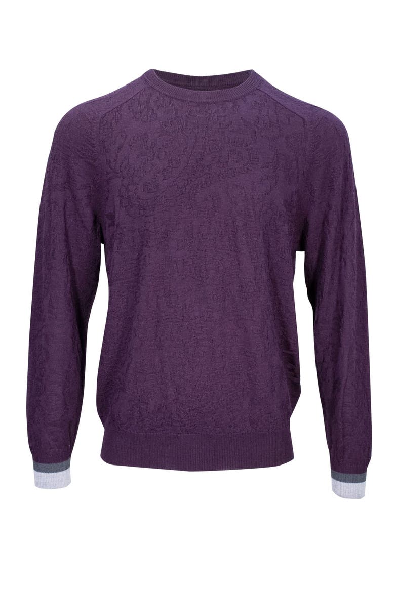 Colin Jacquard Merino Wool Paisley Sweater, Alternate, color, Plum