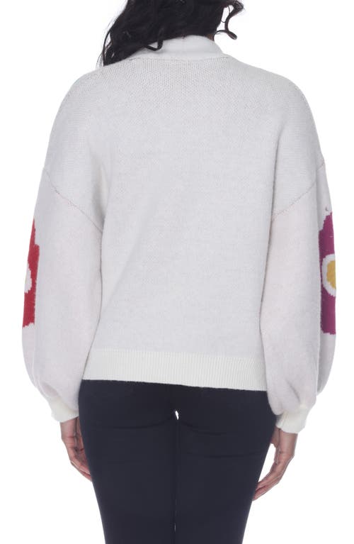 Rain And Rose Flower Pop Cardigan In White