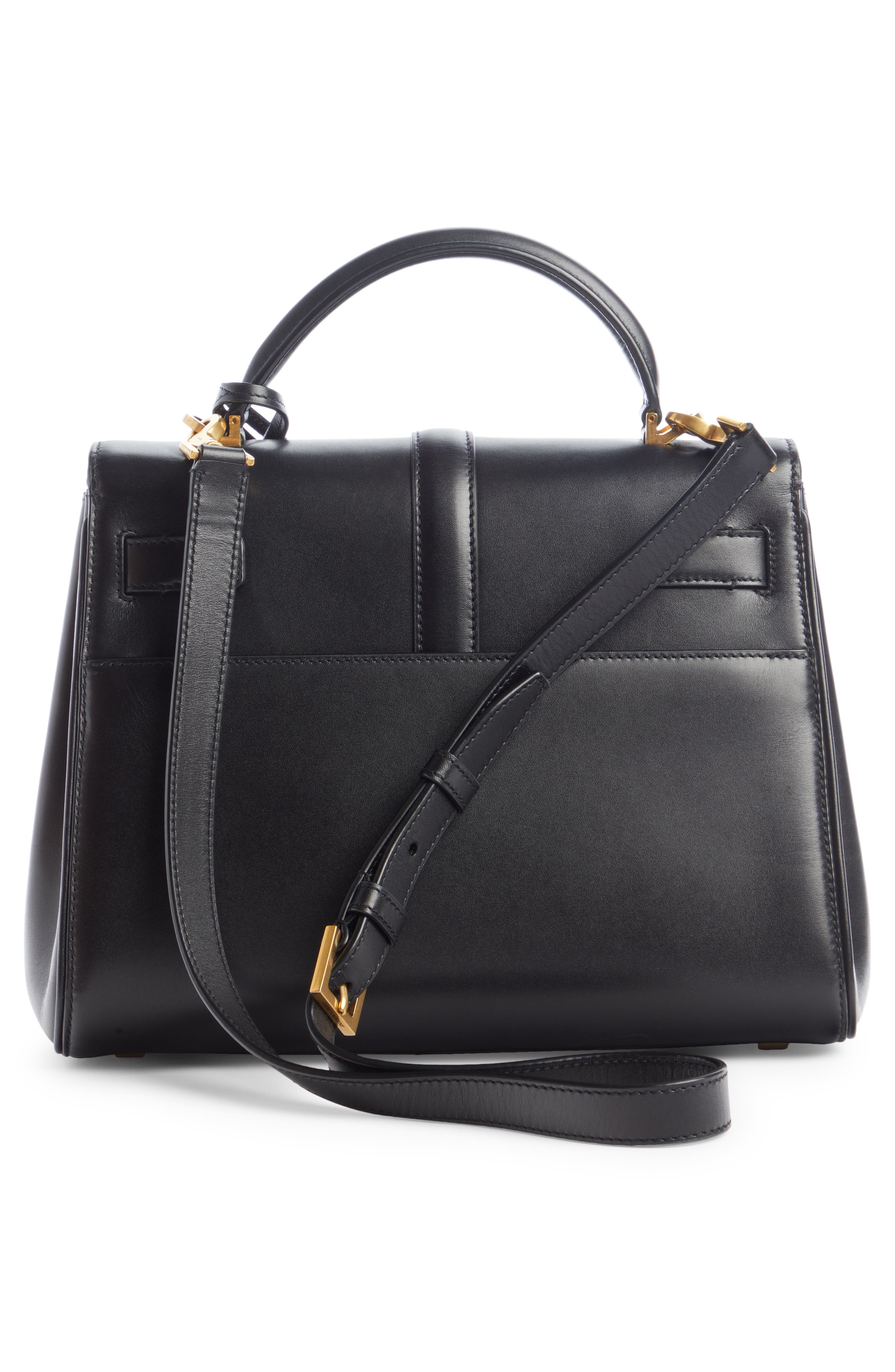 Saint Laurent Small Le Fermoir Leather Top Handle Bag, Alternate, color, 