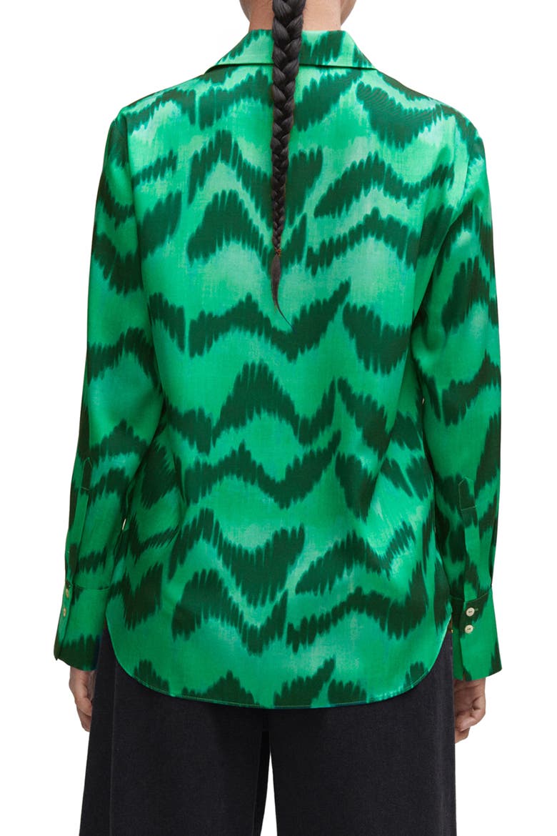 Satin Button-Up Shirt, Alternate, color, GREEN