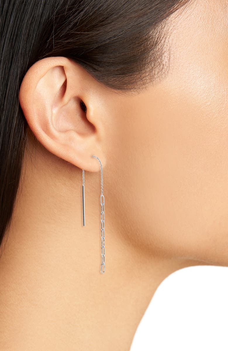 Argento Vivo Sterling Silver Paper Clip Chain Threader Earrings, Alternate, color,