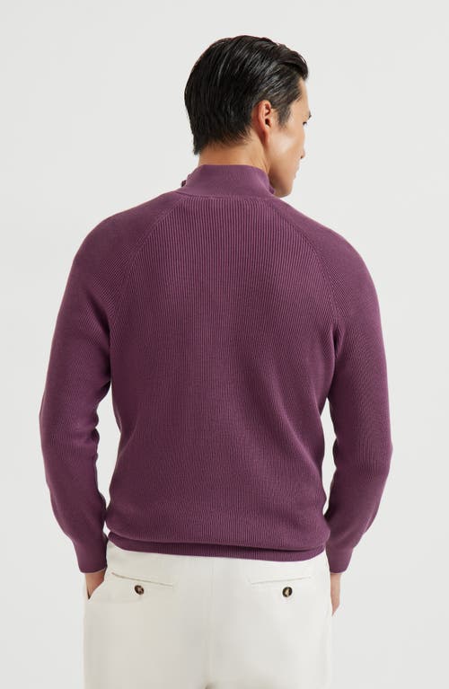 Brunello Cucinelli Ribbed Cotton Sweater In Purple