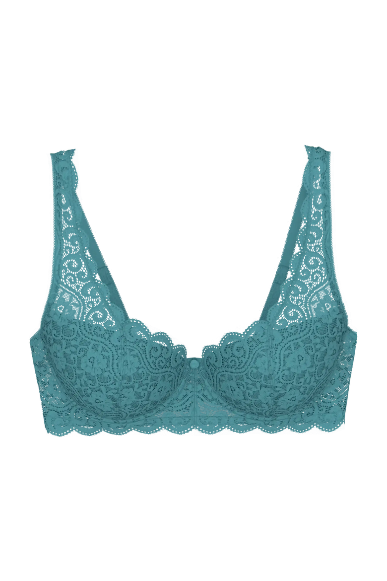 Amourette Stretch Lace Underwire Bra, Alternate, color, Black